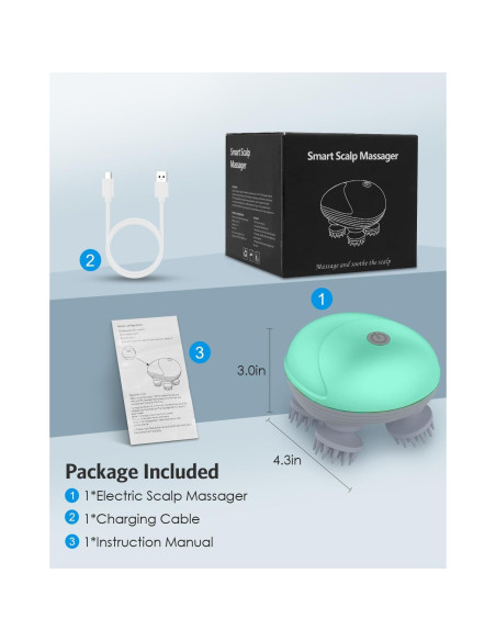 Masajeador Eléctrico de Cuero Cabelludo AMIR Verde, 96 Nodos