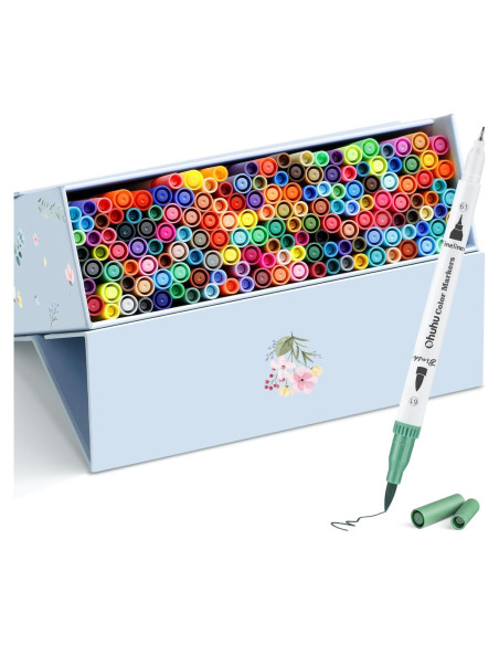 Marcadores Ohuhu 160 Colores a Base de Agua Doble Punta