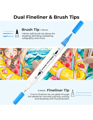 Marcadores Ohuhu 160 Colores a Base de Agua Doble Punta