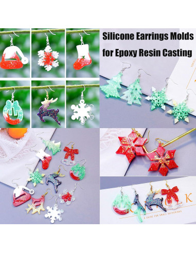 Moldes de Aretes de Resina ZQYSING 5 Piezas Navidad