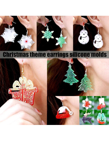 Moldes de Aretes de Resina ZQYSING 5 Piezas Navidad