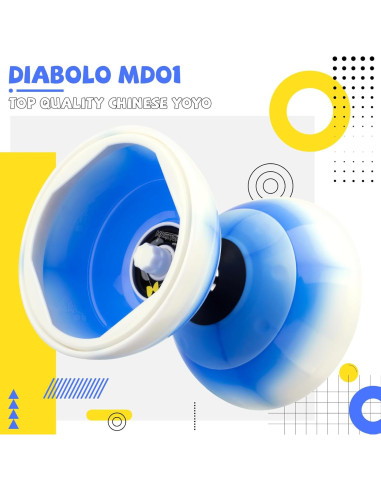 Yoyo Diábolo CHEE MONG MD01 Profesional 12.7 cm Azul Blanco