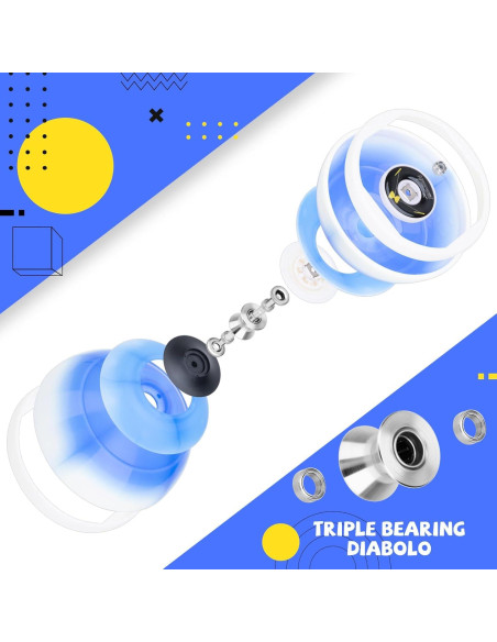 Yoyo Diábolo CHEE MONG MD01 Profesional 12.7 cm Azul Blanco