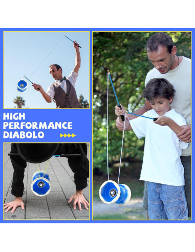 Yoyo Diábolo CHEE MONG MD01 Profesional 12.7 cm Azul Blanco