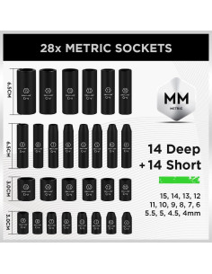 Conjunto de Enchufes de Impacto 1/4" SWANLAKE 56 Piezas SAE y Métrico 2