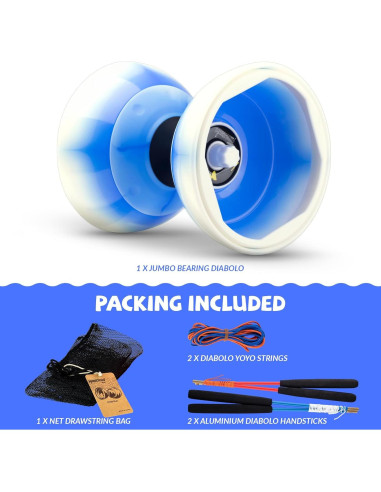 Yoyo Diábolo CHEE MONG MD01 Profesional 12.7 cm Azul Blanco
