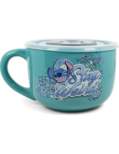 Taza de Sopa Cerámica Disney Lilo y Stitch 24oz con Tapa 2