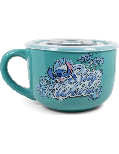 Taza de Sopa Cerámica Disney Lilo y Stitch 24oz con Tapa