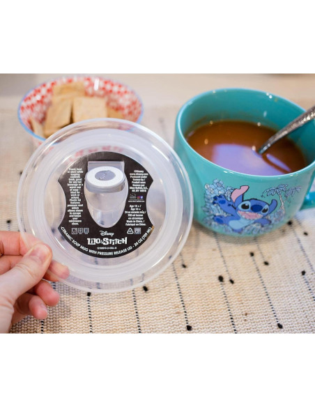 Taza de Sopa Cerámica Disney Lilo y Stitch 24oz con Tapa