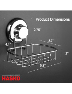 Soporte de Jabón HASKO con Ventosa Acero Inoxidable 11x12.7cm 2