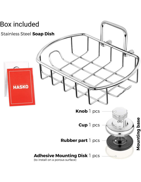 Soporte de Jabón HASKO con Ventosa Acero Inoxidable 11x12.7cm