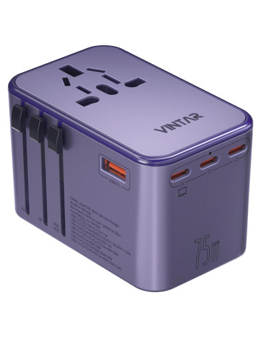 Adaptador de Viaje Universal VINTAR 75W con 5 Puertos USB