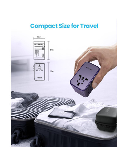 Adaptador de Viaje Universal VINTAR 75W con 5 Puertos USB