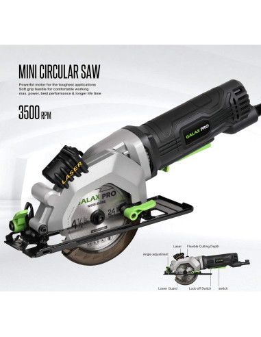 Sierra Circular GALAX PRO 4A 3500RPM 115mm con Guía Láser