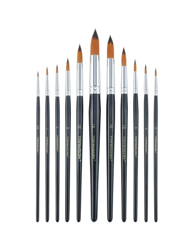 Set de Pinceles Redondos Transon 11 Piezas Nylon Artístico