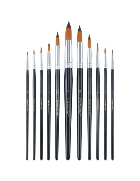 Set de Pinceles Redondos Transon 11 Piezas Nylon Artístico