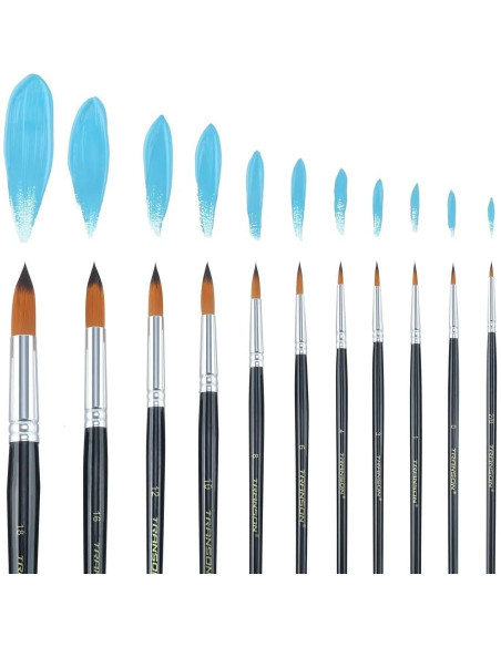 Set de Pinceles Redondos Transon 11 Piezas Nylon Artístico