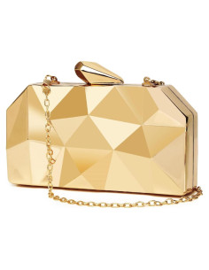 Bolso Clutch Geométrico Dorado WIOLETA para Noche Formal