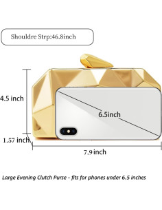 Bolso Clutch Geométrico Dorado WIOLETA para Noche Formal 2