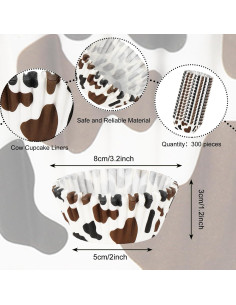 300 Tazas de Papel para Hornear Whaline Diseño Vaca 5x3cm 2
