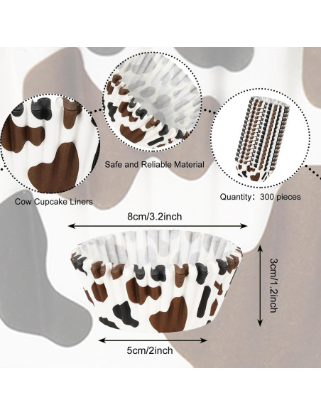 300 Tazas de Papel para Hornear Whaline Diseño Vaca 5x3cm