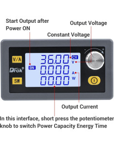 Convertidor Buck Boost DROK 80W DC 6-36V a 0.6-36V LCD 2