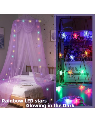 Dosel de Cama Morado con Luces LED Emopaw - Redondo 260 cm