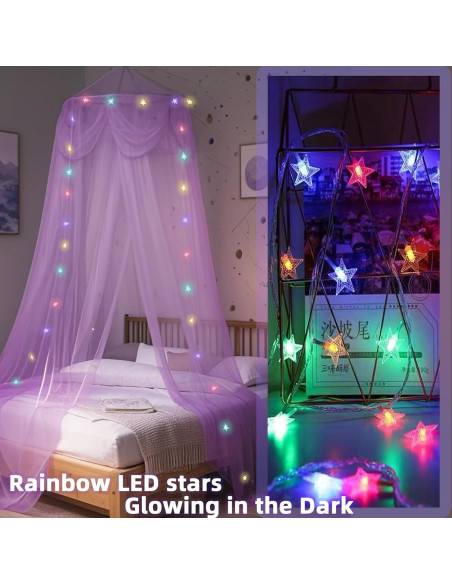 Dosel de Cama Morado con Luces LED Emopaw - Redondo 260 cm