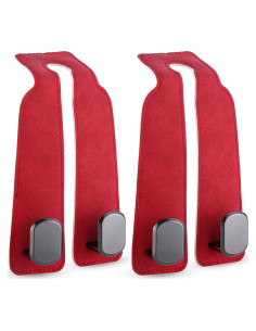Ganchos para Asiento de Coche Cartaxio - Cuero Rojo y Plata