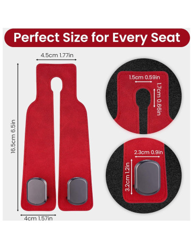 Ganchos para Asiento de Coche Cartaxio - Cuero Rojo y Plata