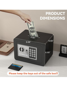 Caja Fuerte Pequeña SAFEFEVER con Teclado Electrónico 6.53L 2