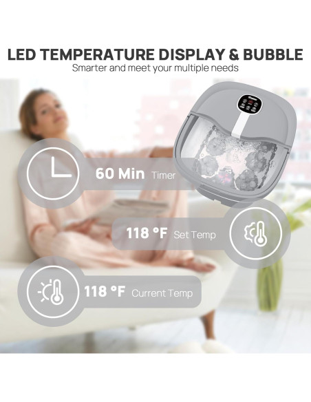 Spa de pies colapsable HOSPAN FS02A con masaje y burbujas