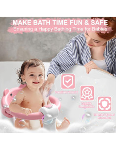 Asiento de Baño Antideslizante Tavlshero Rosa para Bebés 6-36 Meses 2