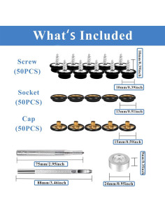 Kit de Botones de Lona GTAAOY 150 Piezas Acero Inoxidable 10mm 2