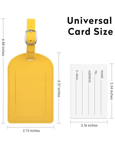 Etiquetas de Equipaje Jealkip Amarillo 4 Piezas PVC Duraderas