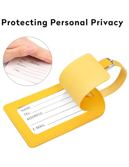 Etiquetas de Equipaje Jealkip Amarillo 4 Piezas PVC Duraderas