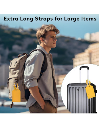 Etiquetas de Equipaje Jealkip Amarillo 4 Piezas PVC Duraderas