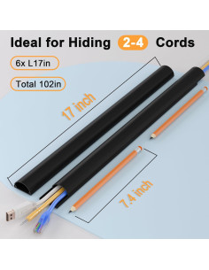 Cubierta de Cables para Pared ZhiYo 259.1cm Negra para 2-4 Cables 2