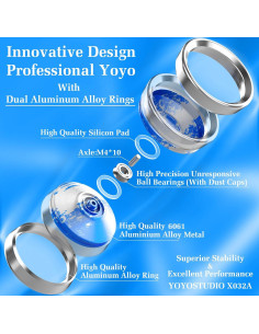 Yoyo Profesional YOYOSTUDIO X032A Azul y Plata para Trucos 2