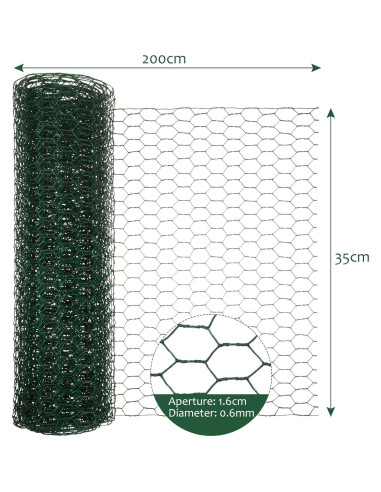 Malla de Alambre de Pollo Galvanizado SATINIOR 2 Hojas 34.8x406.4cm