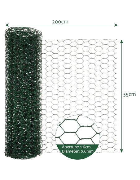 Malla de Alambre de Pollo Galvanizado SATINIOR 2 Hojas 34.8x406.4cm