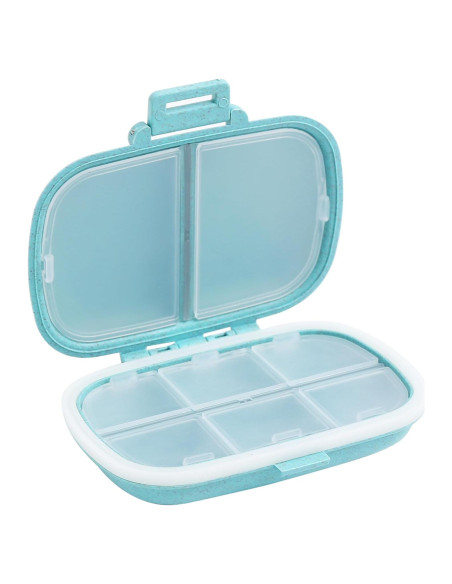 Organizador de Pastillas Portátil Meacolia 8 Compartimentos Azul