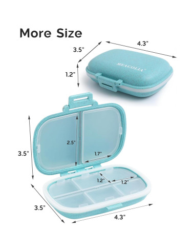 Organizador de Pastillas Portátil Meacolia 8 Compartimentos Azul
