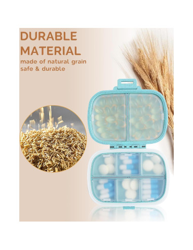 Organizador de Pastillas Portátil Meacolia 8 Compartimentos Azul