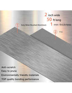 Banda de Biselado de PVC GSCIT Club 5 cm x 15 m Gris Plata 2