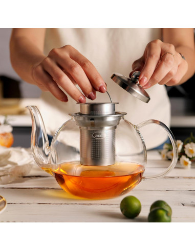 Tetera de Vidrio CNGLASS 1200ml con Infusor Removible