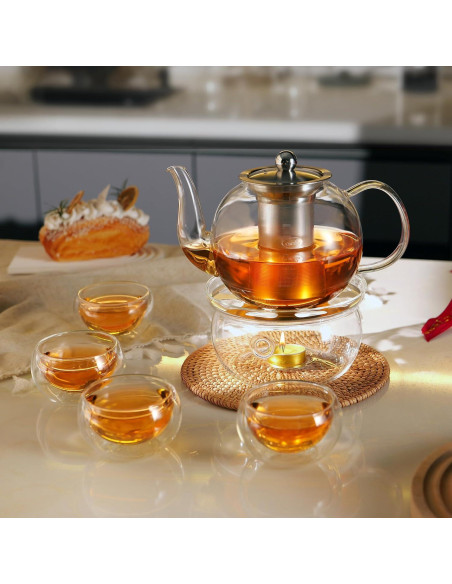 Tetera de Vidrio CNGLASS 1200ml con Infusor Removible