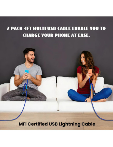Cable de Carga Múltiple 3 en 1 Firsting 1.22m Azul