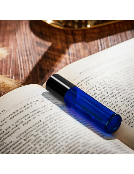 Paquete de 8 Botellas de Vidrio Azul 10ml Bofessor con Rodillo