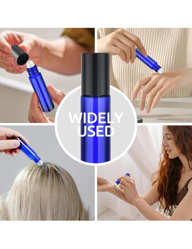 Paquete de 8 Botellas de Vidrio Azul 10ml Bofessor con Rodillo